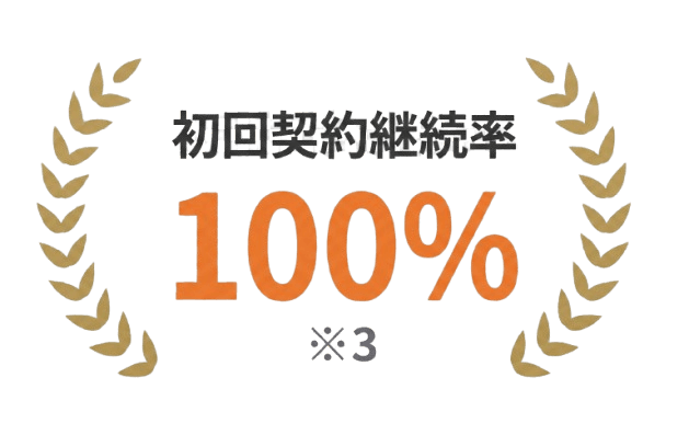 初回契約継続率 100%